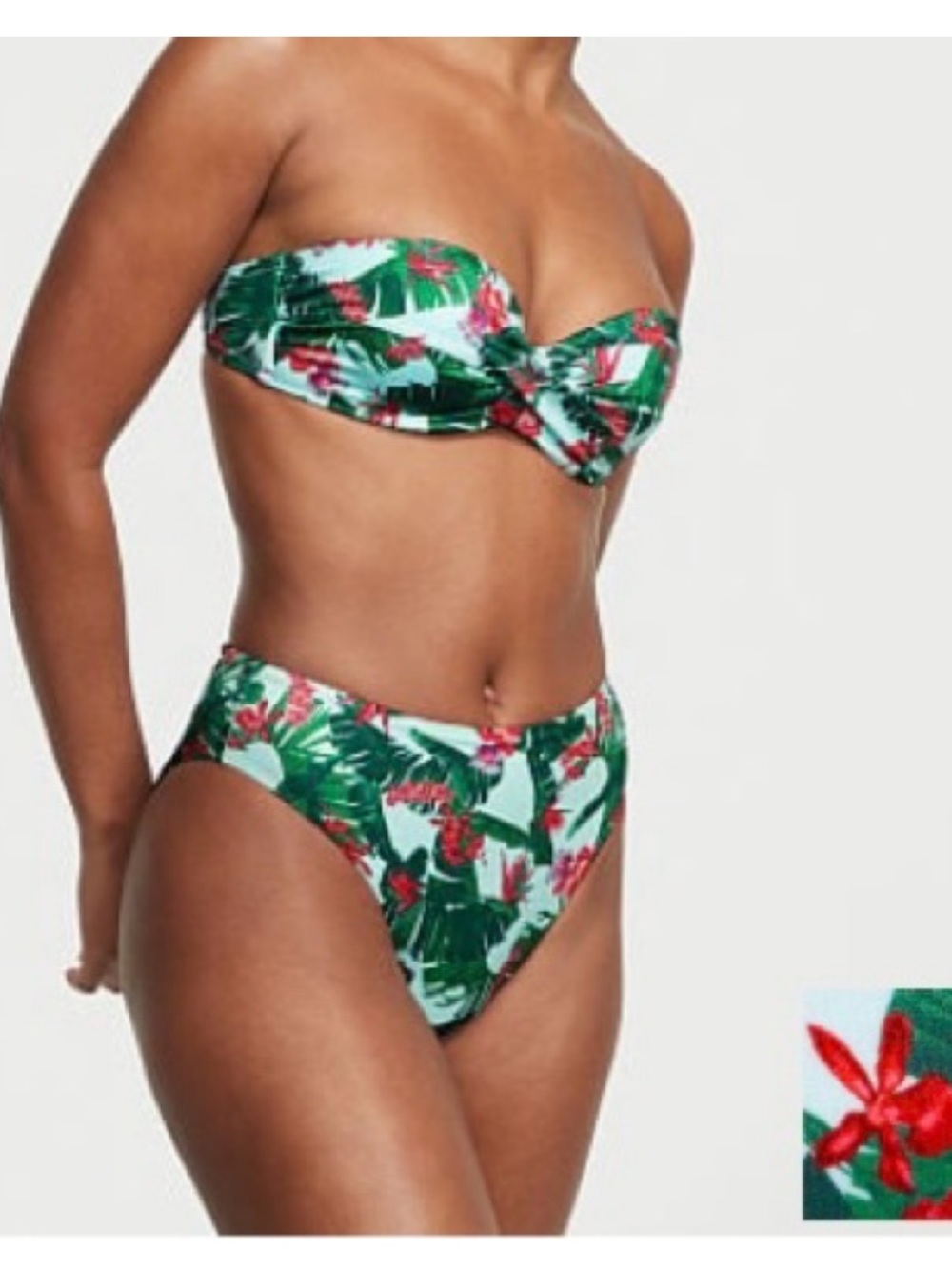 Victoria's Secret Tropical Green Floral Bandeau Bikini Set
